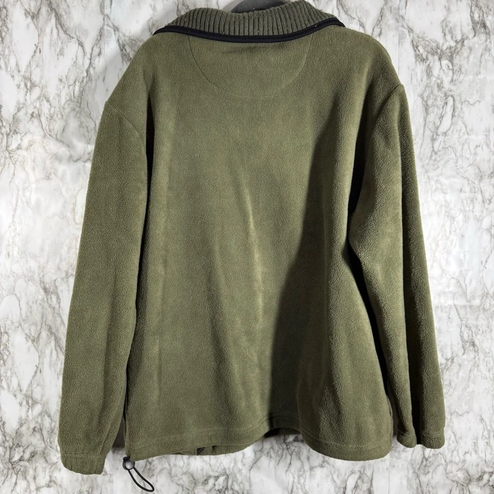Olive Green Sweater with Red Pattern